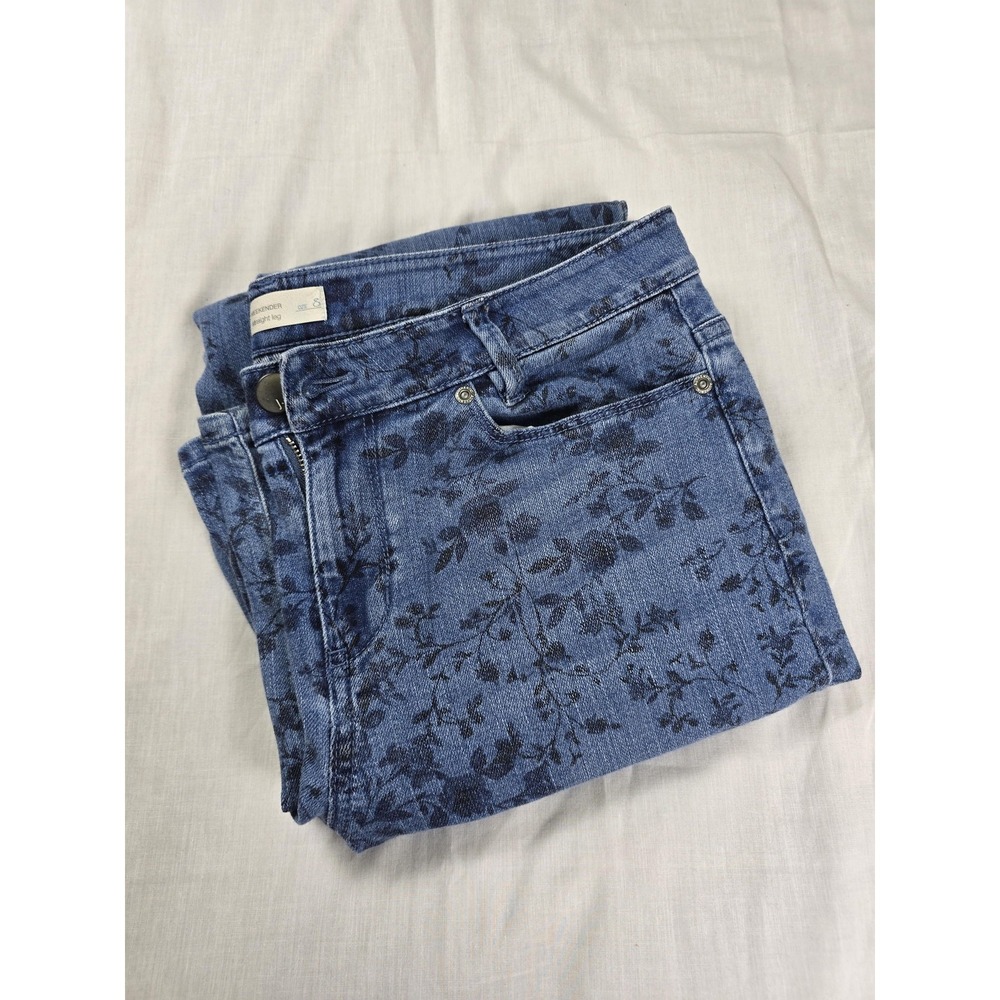 J. Jill Weekender Jeans Womens 8 Light Blue Straight Leg‎ Floral Print Denim
